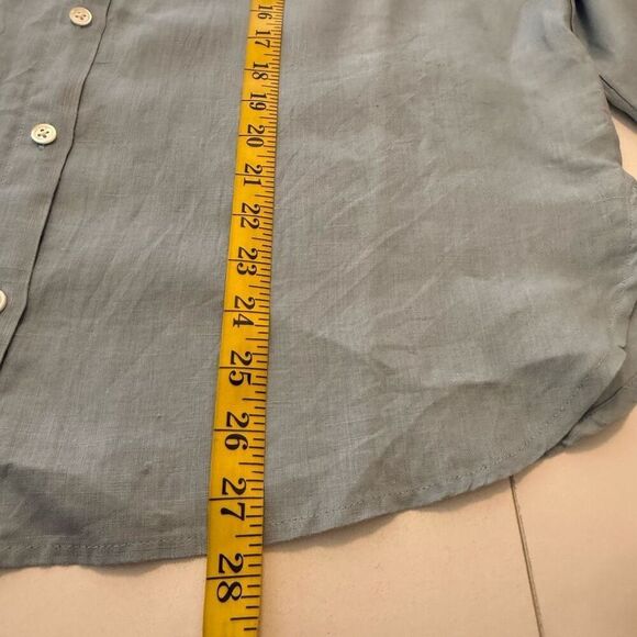 J. Jill Blue Linen Long Slv Button Up Blouse Sz M Beach, Coastal, Clean Girl - Picture 11 of 11